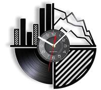 NZVCQVPU Mercado de valores Modernos re-purpados álbum récord Reloj de Pared Diagrama de Cuatro cuadrantes LED Vinyl Record Horologe Financiers 'Gift Men