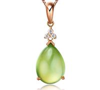 NZVCQVPU Necklace 18 Carat Ladies Drop Prehnite 5Ct Pendant Chain Women for Wedding Rose