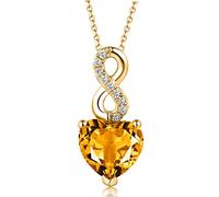 NZVCQVPU Necklace 18 Carat Ladies Infinity Heart with Citrine/Amethyst/Topaz 1.68Ct Pendant Chain Women for Wedding