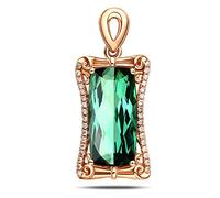 NZVCQVPU Necklace 18 Carat Ladies Vintage Rectangle with Green Tourmaline 5Ct Pendant Chain Women for Wedding Rose
