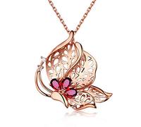 NZVCQVPU Necklace 18 Carat Rose Butterfly with Ruby ??0.51/1.5Ct Pendant Chain Wedding for Women Rose