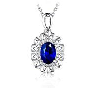 NZVCQVPU Necklace 18 Carat White Heart Oval with Sapphire 0.6/0.94Ct Pendant Chain Wedding for Women White