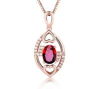 NZVCQVPU Necklace 750 Heart with Ruby ??0.54 / 1Ct Pendant Chain Rose for Women Mother Girlfriend