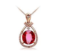 NZVCQVPU Necklace 750 Ladies Drop with Tourmaline 3.8Ct Chain Pendant Rose for Wedding