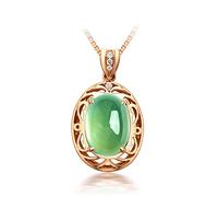 NZVCQVPU Necklace 750 Oval with Prehnite 4Ct Pendant Chain Rose for Women Mother Girlfriend