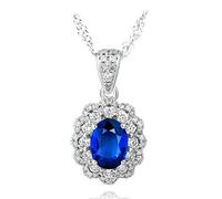 NZVCQVPU Necklace 750 White Flowers with Sapphire 1.15/1.56Ct Pendant Chain Wedding White for Women
