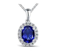 NZVCQVPU Necklace 750 White Oval with Sapphire 0.58/1 / 2Ct Pendant Chain Wedding White for Women
