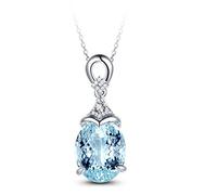 NZVCQVPU Necklace Chain s Oval Shape Blue Topaz White Pendant Necklaces for Women