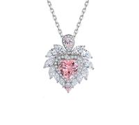 NZVCQVPU Necklace for Women, Elegant Pink Heart 1.63ct Morganite Gemstone Pendant Jewellery Chain 18 Inch