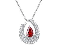 NZVCQVPU Necklace for Women, Teardrop Red 2.7ct Lab Created Ruby 10.5x7mm Gemstone Pendant Chain 16+2 Inch