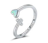 NZVCQVPU Opal Heart Open Adjustable Finger For Jewelry