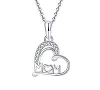 NZVCQVPU Para las mujeres, collares de mujer de 14k diamantes blancos elegantes colgantes de doble corazón de corazón regalo para mujeres 1.2x1.15cm
