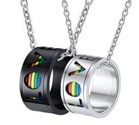 NZVCQVPU Pareja anillos, pareja para novio y novia collares negros personalizados con anillo LGBT amor 11 mm para mujeres