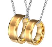 NZVCQVPU Pareja anillos, pareja para novios y novia collares personalizados de 8 mm anillo cepillado borde biselado para novia