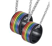 NZVCQVPU Pareja anillos, parejas para él y su anillo LGBT negro personalizado negro con esmalte arcoiris para esposa