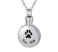 NZVCQVPU Pendant for Ashes with Chain,Round with Dog Paw Print Necklace Urns for Ashes Stainless Steel Pendant for Ashes