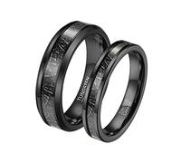 NZVCQVPU Promise Ring Personalized Women and Men Engagement Rings,Band Ring Tungsten 4/6MM Black Ring with Round Anniversary Rings Par, Women L 1/2 + Men R 1/2, estándar, Estándar