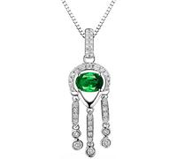 NZVCQVPU Real Jewellery White 585 - Pulsera para mujer con esmeralda verde de 0,5 quilates, como regalo para mujer o madre
