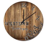 NZVCQVPU - Reloj de pared (15 pulgadas, madera antigua, grano de madera oscura, color marrón oscuro, lámpara de pared operada para Whatever I'm Late Anyways She Shed Decor Living Room Bedroom Kitchen