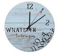 NZVCQVPU Reloj de pared de 15 pulgadas de madera antigua, grietas, color marrón oscuro, funciona con pilas Whatever I'm Late Anyways She Shed Decor Living Room Bedroom Kitchen Christmas Birthday Gift
