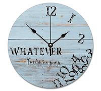 NZVCQVPU Reloj de pared de 15 pulgadas de madera antigua, grietas, color marrón oscuro, funciona con pilas Whatever I'm Late Anyways She Shed Decor Living Room Bedroom Kitchen Christmas Birthday Gift