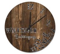 NZVCQVPU Reloj de pared de 15 pulgadas de madera antigua, grietas, color marrón oscuro, funciona con pilas Whatever I'm Late Anyways She Shed Decor Living Room Bedroom Kitchen Christmas Birthday Gift