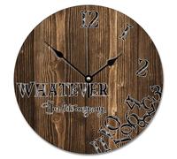 NZVCQVPU Reloj de pared de 15 pulgadas de madera antigua, grietas, color marrón oscuro, funciona con pilas Whatever I'm Late Anyways She Shed Decor Living Room Bedroom Kitchen Christmas Birthday Gift