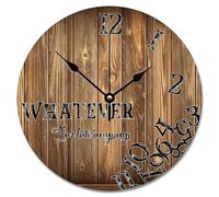 NZVCQVPU Reloj de pared de 15 pulgadas de madera antigua, grietas, color marrón oscuro, funciona con pilas Whatever I'm Late Anyways She Shed Decor Living Room Bedroom Kitchen Christmas Birthday Gift