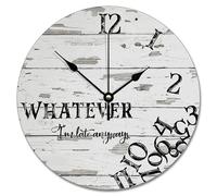 NZVCQVPU Reloj de pared de 15 pulgadas de madera antigua, grietas, color marrón oscuro, funciona con pilas Whatever I'm Late Anyways She Shed Decor Living Room Bedroom Kitchen Christmas Birthday Gift