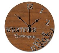NZVCQVPU Reloj de pared de 15 pulgadas de madera antigua, grietas, color marrón oscuro, funciona con pilas Whatever I'm Late Anyways She Shed Decor Living Room Bedroom Kitchen Christmas Birthday Gift