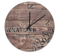NZVCQVPU Reloj de pared de 15 pulgadas de madera antigua, grietas, color marrón oscuro, funciona con pilas Whatever I'm Late Anyways She Shed Decor Living Room Bedroom Kitchen Christmas Birthday Gift