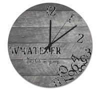 NZVCQVPU Reloj de pared de 15 pulgadas de madera antigua, grietas, color marrón oscuro, funciona con pilas Whatever I'm Late Anyways She Shed Decor Living Room Bedroom Kitchen Christmas Birthday Gift