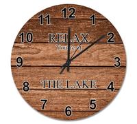 NZVCQVPU Reloj de pared de 15 pulgadas, estilo rústico retro, de madera, con piso, con batería, para relajarse, relajarse en el lago retirado, decoración para salón, dormitorio, oficina, cocina