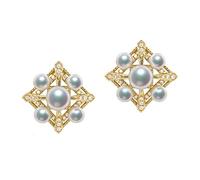 NZVCQVPU Rhombus amarillo de 18k Ronda Blanca 0.25ct Diamante con collar de perlas redondas blancas para mujeres Collar colendiente Elegante 18 pulgadas