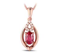NZVCQVPU Rose Chain with Pendant Marquise with Ruby ??0.57/0.99Ct Ladies Wedding Necklace Rose 750