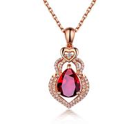 NZVCQVPU Rose Necklace with Pendant Heart Pumpkin with Ruby ??0.69/1.08/1.25Ct Ladies Wedding Chain 750 Rose