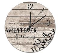 NZVCQVPU Rustic Wood Grain Crack Large Wall Clocks Battery Operated 15 Inch Whatever I'm Late Anyways Clock Silent Coastal Decor for Living Room Kitchen Bedroom Classroom