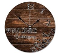 NZVCQVPU Rustic Wood Grain Crack Large Wall Clocks Battery Operated 15 Inch Whatever I'm Late Anyways Clock Silent Coastal Decor for Living Room Kitchen Bedroom Classroom