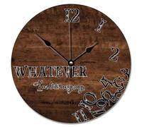 NZVCQVPU Rustic Wood Grain Crack Large Wall Clocks Battery Operated 15 Inch Whatever I'm Late Anyways Clock Silent Coastal Decor for Living Room Kitchen Bedroom Classroom