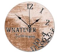 NZVCQVPU Rustic Wood Grain Crack Large Wall Clocks Battery Operated 15 Inch Whatever I'm Late Anyways Clock Silent Coastal Decor for Living Room Kitchen Bedroom Classroom