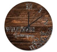 NZVCQVPU Rustic Wood Grain Crack Large Wall Clocks Battery Operated 15 Inch Whatever I'm Late Anyways Clock Silent Coastal Decor for Living Room Kitchen Bedroom Classroom