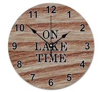 NZVCQVPU Shabby Chic Weathered Barn Wood Wooden Wall Clock on Lake Time Wall Clocks Battery Operated 12 inch Men Cave Wall Clock Silent No Ticking Decor for Office School Bathroom