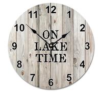 NZVCQVPU Shabby Chic Weathered Barn Wood Wooden Wall Clock on Lake Time Wall Clocks Battery Operated 12 inch Men Cave Wall Clock Silent No Ticking Decor for Office School Bathroom