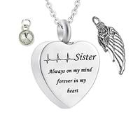 NZVCQVPU Sister, Zirconia Necklaces for Women Steel Sister Always on My Mind... for Men with Funnel Kit & Bag