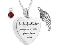 NZVCQVPU Sister, Zirconia Necklaces for Women Steel Sister Always on My Mind... for Men with Funnel Kit & Bag