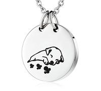 NZVCQVPU Steal Urn Necklace, Memorial Necklace Round Tag Puppy Dog Pattern Ashes Keepsake Jewelry