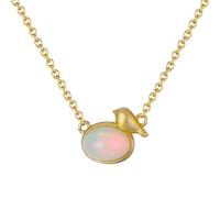NZVCQVPU Sterling Necklaces for Women, Chain Necklace Oval Opal With Bird Pendant Necklaces - Jewelry Birthday Gift