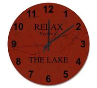 NZVCQVPU Tuscan Wood Grain 15 Inch Large Wall Clocks Battery Operated Relax You're At The Lake Wall Clock Lake Life Home Decor for Bedroom Living Room Kitchen School Classroom