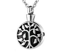 NZVCQVPU Urn Necklace for Ashes Animals,Tree of Life Cubic Zirconia Ash Necklace Stainless Steel Memorial Necklaces for Ashes