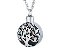 NZVCQVPU Urn Necklace for Ashes Animals,Tree of Life Cubic Zirconia Ash Necklace Stainless Steel Memorial Necklaces for Ashes